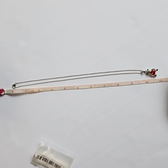 Bear Pendant Silver Tone Necklace Rhinestone - Picture 9 of 10